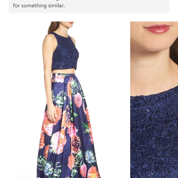 Two piece floral and lace gown - Picture 2 of 5